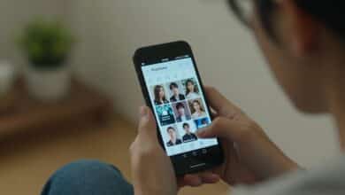 Uma pessoa assistindo a um drama asiático em um smartphone com o logo do aplicativo PineDrama em destaque, em um ambiente aconchegante.